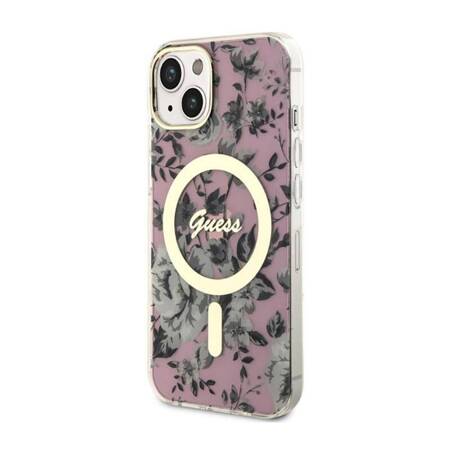 Guess Flower MagSafe - Etui iPhone 14 Plus (Różowy)