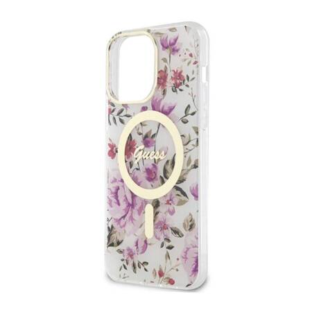 Guess Flower MagSafe - Etui iPhone 14 Pro Max (Przezroczysty)