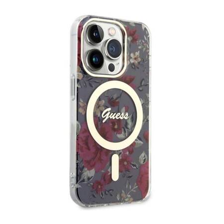 Guess Flower MagSafe - Etui iPhone 14 Pro (Zielony)