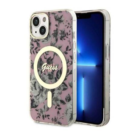 Guess Flower MagSafe - Etui iPhone 14 (Różowy)