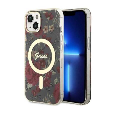 Guess Flower MagSafe - Etui iPhone 14 (Zielony)