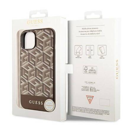 Guess GCube Stripes MagSafe - Etui iPhone 14 Plus (Brązowy)