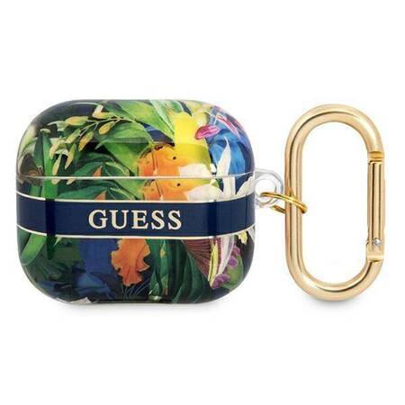 Guess GUA3HHFLB AirPods 3 cover niebieski/blue Flower Strap Collection