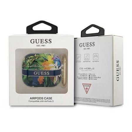 Guess GUA3HHFLB AirPods 3 cover niebieski/blue Flower Strap Collection