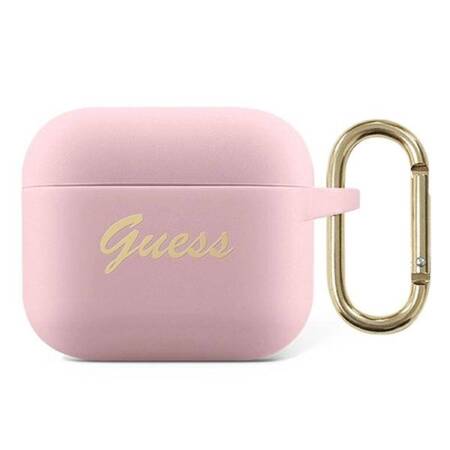 Guess GUA3SSSI AirPods 3 cover różowy/pink Silicone Vintage Script