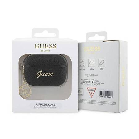 Guess GUAP2GLGSHK AirPods Pro 2 cover czarny/black Glitter Flake 4G Charm