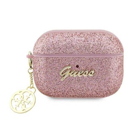 Guess GUAP2GLGSHP AirPods Pro 2 cover różowy/pink Glitter Flake 4G Charm