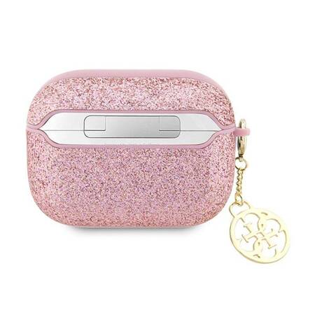 Guess GUAP2GLGSHP AirPods Pro 2 cover różowy/pink Glitter Flake 4G Charm