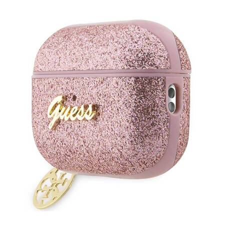 Guess GUAP2GLGSHP AirPods Pro 2 cover różowy/pink Glitter Flake 4G Charm