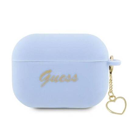 Guess GUAP2LSCHSB AirPods Pro 2 cover niebieski/blue Silicone Charm Heart Collection