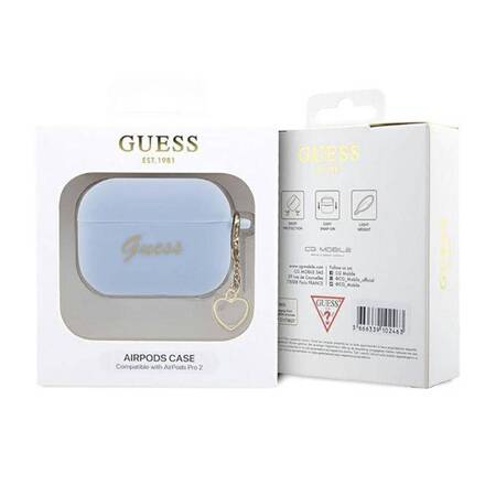 Guess GUAP2LSCHSB AirPods Pro 2 cover niebieski/blue Silicone Charm Heart Collection