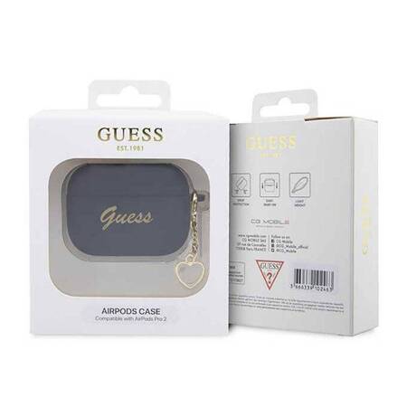 Guess GUAP2LSCHSK AirPods Pro 2 cover czarny/black Silicone Charm Heart Collection