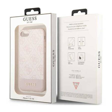 Guess GUHCI8G4GLPI iPhone 7/8/SE 2020/ 2022 różowy/pink hard case 4G Stripe Collection