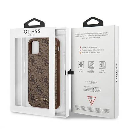 Guess GUHCN61G4GFBR iPhone 11 6,1" brązowy/brown hard case 4G Metal Gold Logo