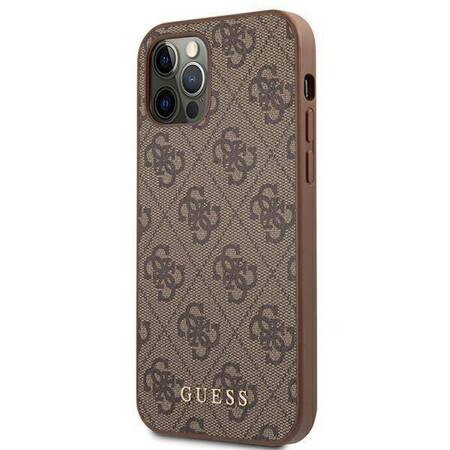Guess GUHCP12LG4GFBR iPhone 12 Pro Max 6,7" brązowy/brown hard case 4G Metal Gold Logo