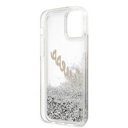 Guess GUHCP12LGLVSSI Etui do iPhone 12 Pro Max 6,7" srebrny/silver hardcase Glitter Vintage Script