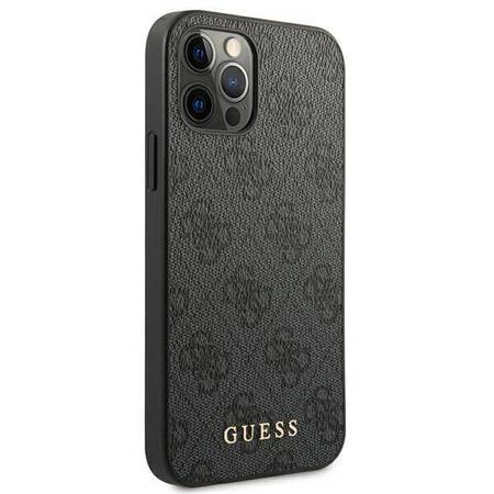 Guess GUHCP12MG4GFGR iPhone 12 / 12 Pro 6,1" szary/grey hard case 4G Metal Gold Logo