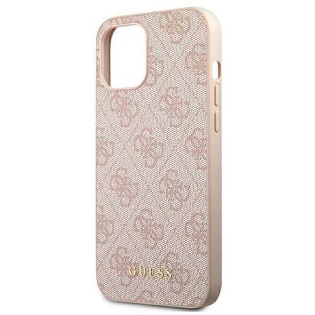 Guess GUHCP12MG4GFPI iPhone 12 / 12 Pro 6,1" różowy/pink hard case 4G Metal Gold Logo