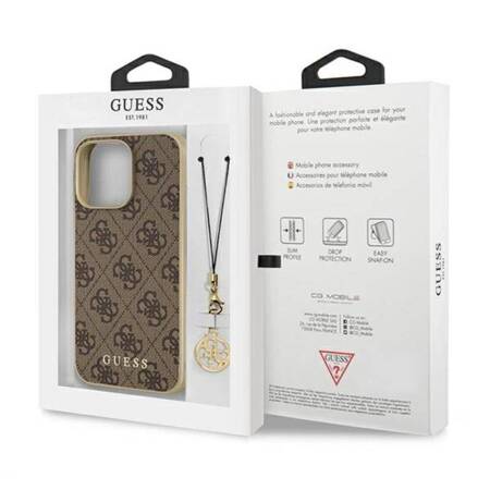 Guess GUHCP13LGF4GBR iPhone 13 Pro /  13 6,1" brązowy/brown hardcase 4G Charms Collection