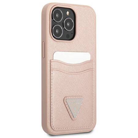 Guess GUHCP13LPSATPP iPhone 13 Pro / 13 6,1" różowy/pink hardcase SaffianoTriangle Logo Cardslot