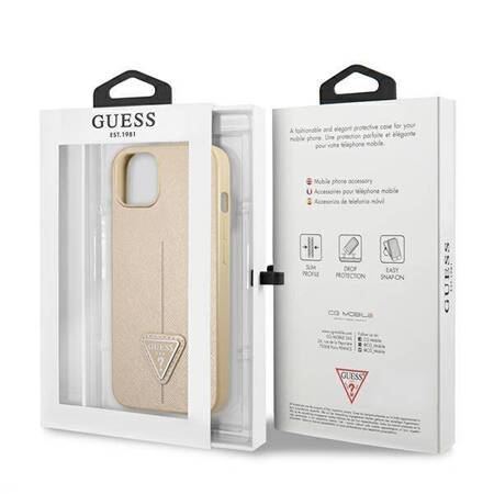 Guess GUHCP13MPSATLE iPhone 13 6,1" beżowy/beige hardcase SaffianoTriangle Logo