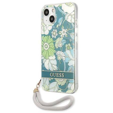 Guess GUHCP13SHFLSN iPhone 13 mini 5,4" zielony/green hardcase Flower Strap