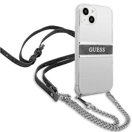 Guess GUHCP13SKC4GBSI iPhone 13 mini 5,4" Transparent hardcase 4G Grey Strap Silver Chain