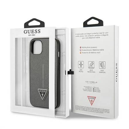 Guess GUHCP13SPSATLG iPhone 13 mini 5,4" srebrny/silver hardcase SaffianoTriangle Logo