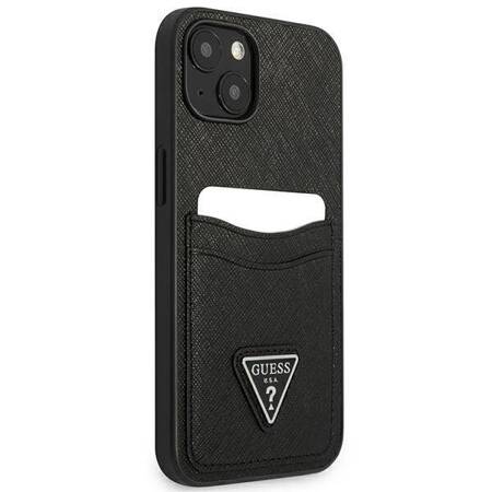 Guess GUHCP13SPSATPK iPhone 13 mini 5,4" czarny/black hardcase SaffianoTriangle Logo Cardslot