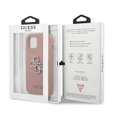 Guess GUHCP13SSA4GSPI iPhone 13 mini 5,4" różowy/pink hardcase Saffiano 4G Metal Logo