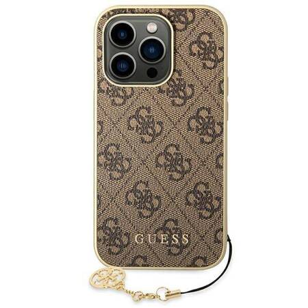 Guess GUHCP14LGF4GBR iPhone 14 Pro 6,1" brązowy/brown hardcase 4G Charms Collection