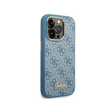 Guess GUHCP14LHG4SHB iPhone 14 Pro 6,1" niebieski/blue hard case 4G Vintage Gold Logo