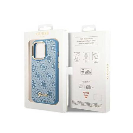 Guess GUHCP14LHG4SHB iPhone 14 Pro 6,1" niebieski/blue hard case 4G Vintage Gold Logo