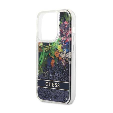 Guess GUHCP14LLFLSB iPhone 14 Pro 6,1" niebieski/blue hardcase Flower Liquid Glitter