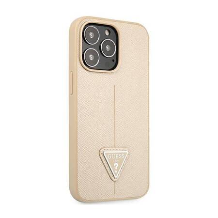 Guess GUHCP14LPSATLE iPhone 14 Pro 6,1" beżowy/beige hardcase SaffianoTriangle Logo
