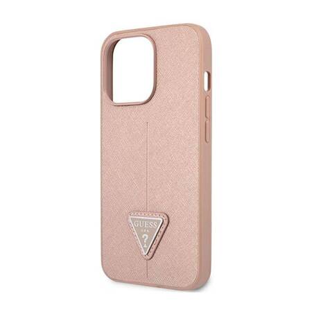 Guess GUHCP14LPSATLP iPhone 14 Pro 6,1" różowy/pink hardcase SaffianoTriangle Logo