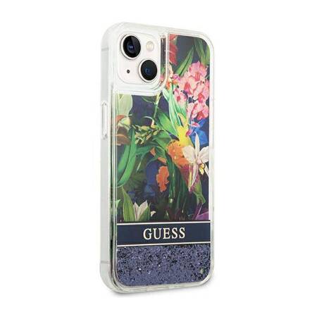 Guess GUHCP14MLFLSB iPhone 14 Plus 6,7" niebieski/blue hardcase Flower Liquid Glitter