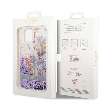 Guess GUHCP14MLFLSU iPhone 14 Plus 6,7" fioletowy/purple hardcase Flower Liquid Glitter