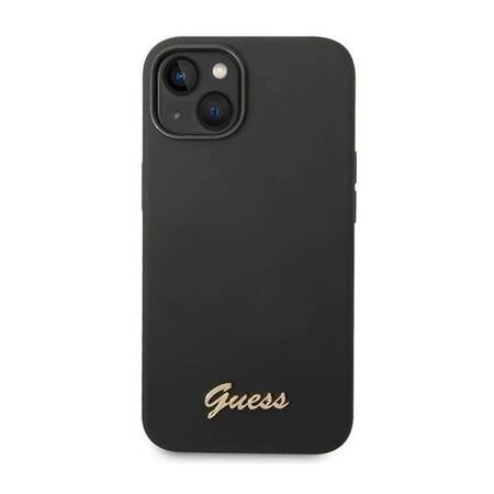 Guess GUHCP14MSLSMK iPhone 14 Plus 6,7" czarny/black hard case Silicone Vintage Gold Logo