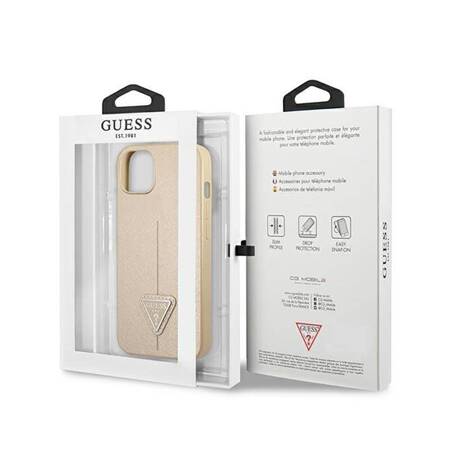 Guess GUHCP14SPSATLE iPhone 14 6,1" beżowy/beige hardcase SaffianoTriangle Logo