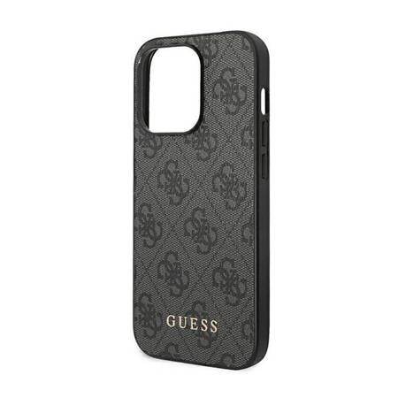 Guess GUHCP14XG4GFGR iPhone 14 Pro Max 6,7" szary/grey hard case 4G Metal Gold Logo