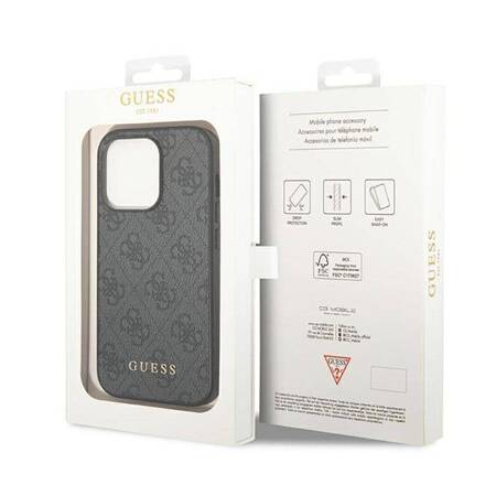 Guess GUHCP14XG4GFGR iPhone 14 Pro Max 6,7" szary/grey hard case 4G Metal Gold Logo