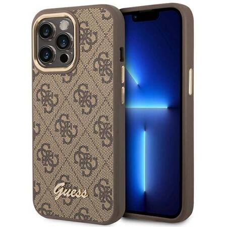 Guess GUHCP14XHG4SHW iPhone 14 Pro Max 6,7" brązowy/brown hard case 4G Vintage Gold Logo
