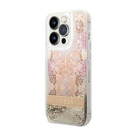 Guess GUHCP14XLFLSD iPhone 14 Pro Max 6,7" złoty/gold hardcase Paisley Liquid Glitter