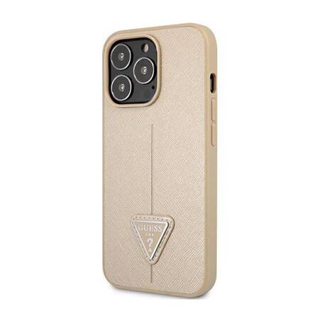 Guess GUHCP14XPSATLE iPhone 14 Pro Max 6,7" beżowy/beige hardcase SaffianoTriangle Logo