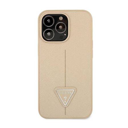 Guess GUHCP14XPSATLE iPhone 14 Pro Max 6,7" beżowy/beige hardcase SaffianoTriangle Logo