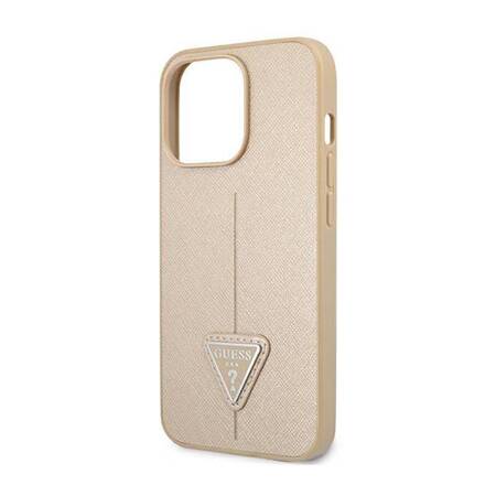 Guess GUHCP14XPSATLE iPhone 14 Pro Max 6,7" beżowy/beige hardcase SaffianoTriangle Logo