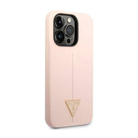 Guess GUHCP14XSLTGP iPhone 14 Pro Max 6,7" różowy/pink hardcase Silicone Triangle