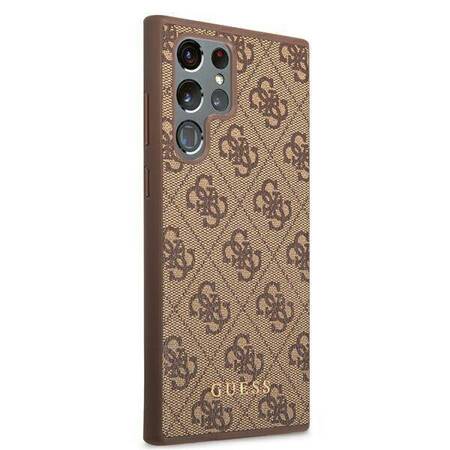 Guess GUHCS22LG4GFBR S22 Ultra S908 brązowy/brown hard case 4G Metal Gold Logo