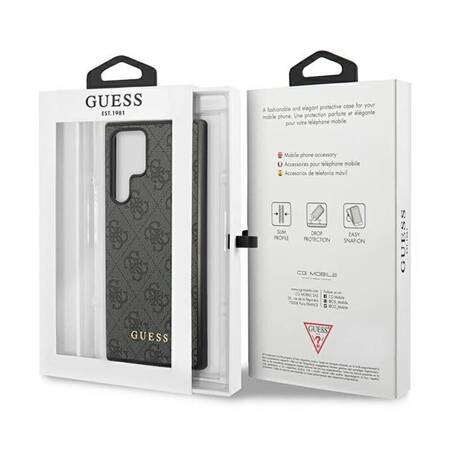 Guess GUHCS23LG4GFGR S23 Ultra S918 szary/grey hardcase 4G Metal Gold Logo